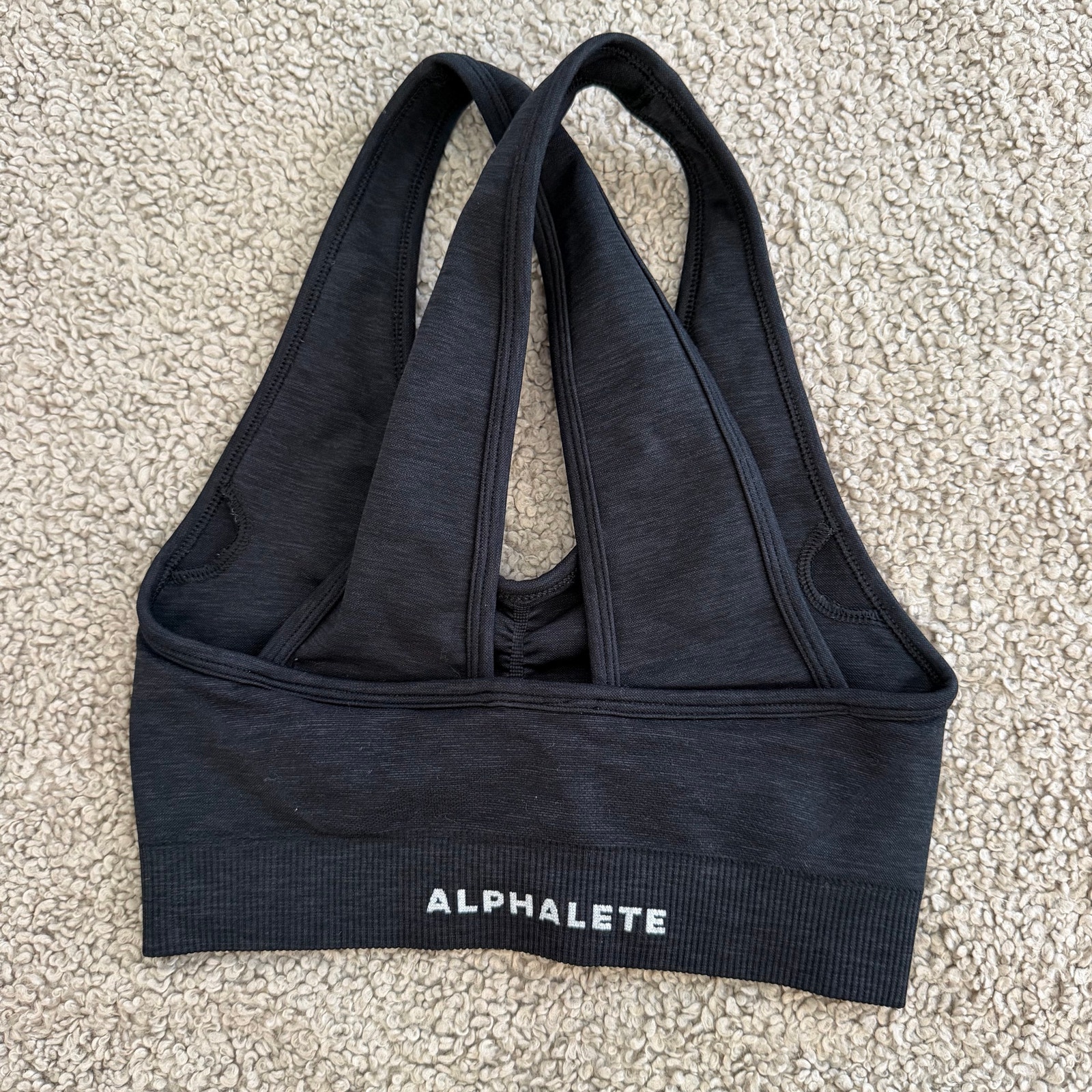 Alphalete Women’s Xs Black Seamless Scrunch Front Racerback Sports Bra Yoga Gym — image 2 of 5
